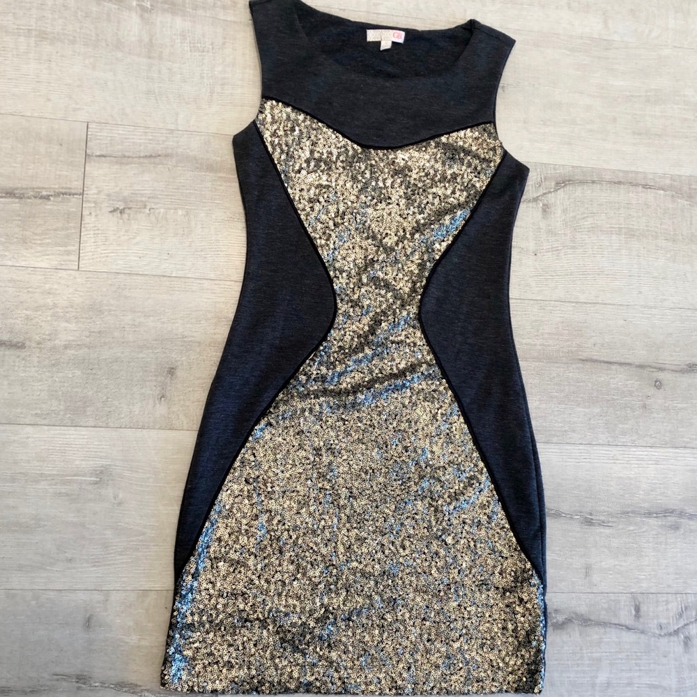 NWOT - BG Grey w/ Champagne Sequin Bodycon Dress🍾
